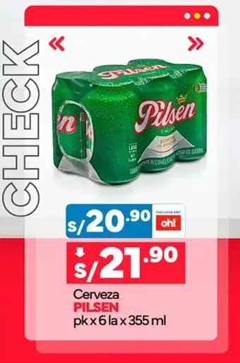 Plaza Vea Cerveza PILSEN pk x 6la x 355 ml oferta