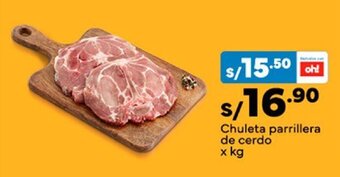 Plaza Vea Chuleta parrillera de cerdo x kg oferta