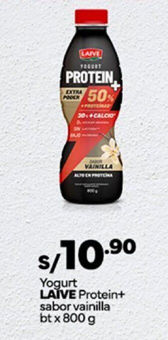 Plaza Vea Yogurt LAIVE Protein+ sabor vainilla bt x 800 g oferta
