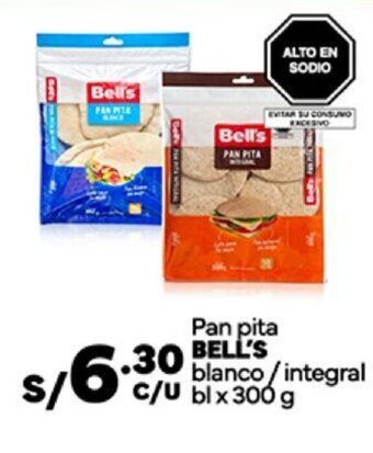 Plaza Vea Pan pita BELL'S blanco/integral bl x 300 g oferta