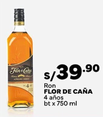 Plaza Vea Ron FLOR DE CAÑA 4 años bt x 750 ml oferta