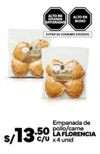 Plaza Vea Empanada de pollo/carne LA FLORENCIA x 4 unid oferta