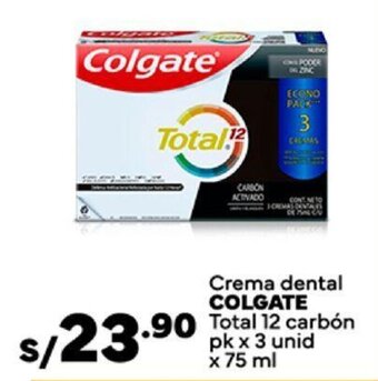 Plaza Vea Crema dental COLGATE Total 12 carbón pk x 3 unid x 75 ml oferta