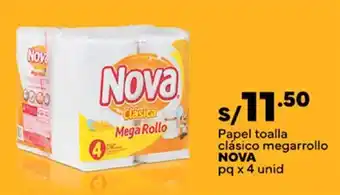 Plaza Vea Papel toalla clásico megarrollo NOVA pq x 4 unid oferta