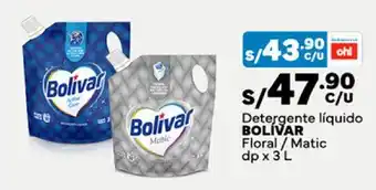 Plaza Vea Detergente líquido BOLÍVAR Floral / Matic dp x 3 L oferta