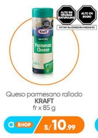Plaza Vea Queso parmesano rallado KRAFT fr x 85 g oferta