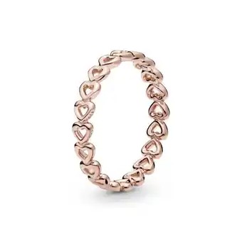 Pandora Anillo banda de corazones recubrimiento en oro rosa de 14k oferta