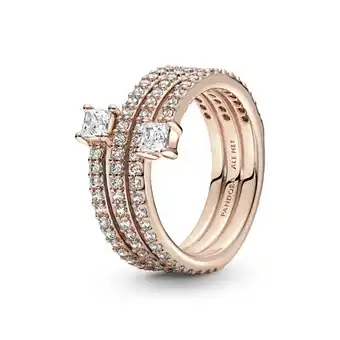Pandora Anillo con recubrimiento en oro rosa de 14k triple espiral oferta