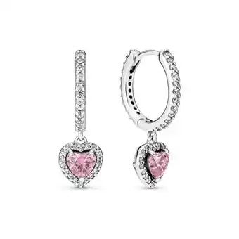 Pandora Aretes de aro corazón con halo resplandeciente oferta