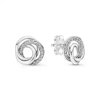 Pandora Aretes de botón círculos entrelazados familia por siempre oferta