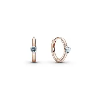 Pandora Aretes de aro tipo huggie solitario azul pálido recubrimiento en oro rosa de 14k oferta