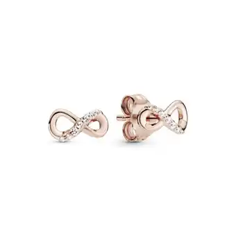 Pandora Aretes de botón infinito reluciente recubrimiento en oro rosa de 14k oferta