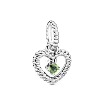 Charm colgante corazón de abalorio verde primavera