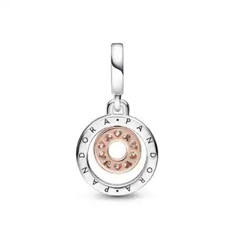 Pandora Charm colgante de dos tonos círculos con logotipo pandora signature oferta