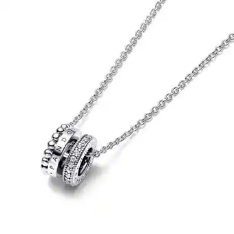 Pandora Collar y pendiente de pavé y cuentas con logotipo de pandora signature oferta