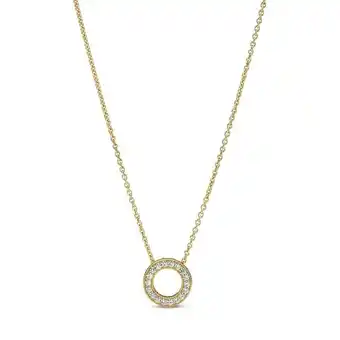 Pandora Collar cadena círculo de pavé con logotipo recubrimiento en oro de 14k oferta