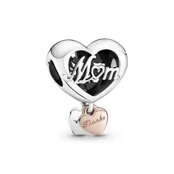Pandora Charm corazón gracias mamá dos tonos oferta