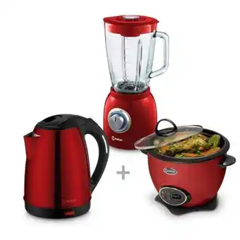 Hiraoka Olla arrocera miray om-t337r 1.5l + licuadora miray lm-121v-r 1.8l + hervidor miray hm-873r 1.8 l oferta