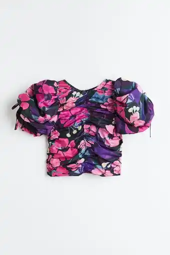 H&M Blusa fruncida con manga abullonada oferta