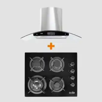 Sole Encimera vidrio templado + campana venus plus 90 cm oferta