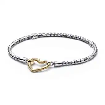 Pandora Brazalete cadena de serpiente con broche de corazón pandora moments recubrimiento en oro de 14k oferta