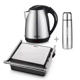 Hiraoka Sandwichera grill miray sgm-60 + hervidor miray hm-873 1.8 l + termo miray tm-a1000 1l oferta