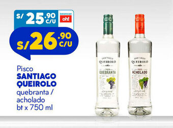 Mass Pisco SANTIAGO QUEIROLO quebranta / acholado bt x 750 ml oferta