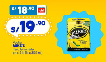 Mass Vodka MIKE'S hard lemonade pk x 4 la (la x 355 ml) oferta