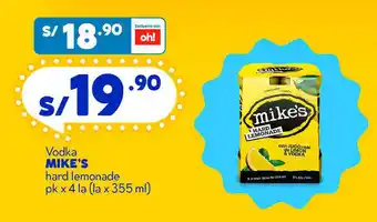 Mass Vodka MIKE'S hard lemonade pk x 4 la (la x 355 ml) oferta