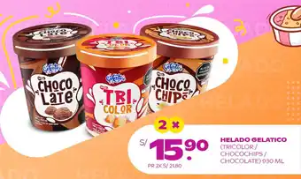 HELADO GELATICO (TRICOLOR/ CHOCOCHIPS/ CHOCOLATE) 930 ML x 2