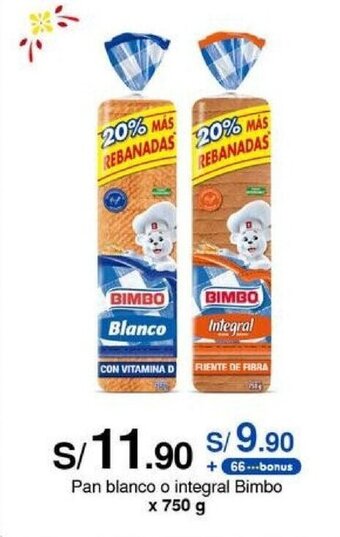 Metro Pan blanco o integral Bimbo x 750 g oferta