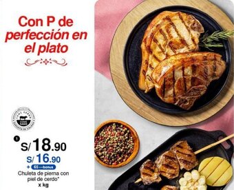 Metro Chuleta de pierna con piel de cerdo x kg oferta