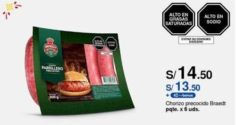 Metro Chorizo precocido Braedt pqte. x 6 uds. oferta