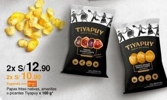 Metro Papas fritas nativas, amarillas o picantes Tiyapuy x 160 g x 2 oferta