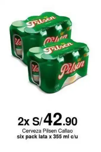 Metro Cerveza Pilsen Callao six pack lata x 355 ml x 2 c/u oferta