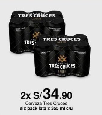Metro Cerveza Tres Cruces six pack lata x 355 ml x 2 oferta
