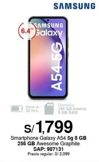 Metro Smartphone Samsung Galaxy A54 5g 8 GB 256 GB Awesome Graphite SAP: 987131 oferta