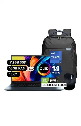 Tiendas EFE Laptop asus vivobook pro 15 oled 15.6' windows 11 intel core i7 12a gen 14 núcleos 16gb 512gb ssd nvidia rtx3050 k6500zc-l101 oferta