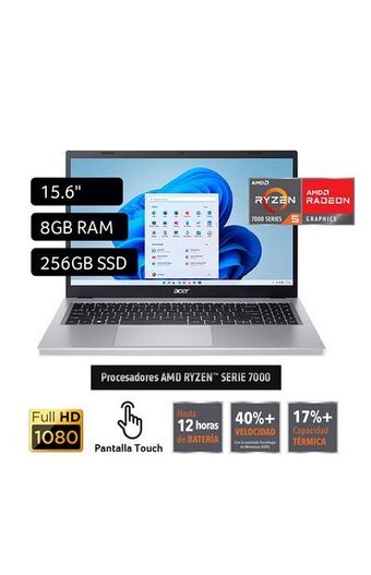 Tiendas EFE Laptop acer aspire 3 15.6' window amd ryzen 5 7520u 8gb 256gb ssd oferta