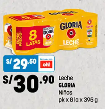 Plaza Vea Leche GLORIA Niños pk x 8 la x 395g oferta