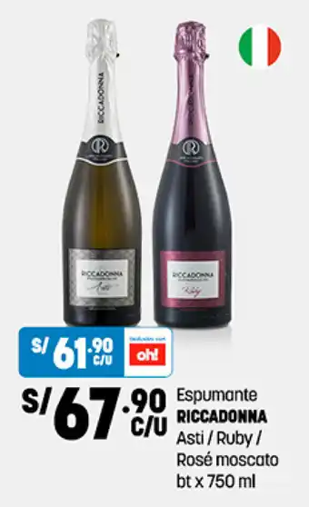 Plaza Vea Espumante RICCADONNA Asti / Ruby / Rosé moscato bt x 750ml oferta