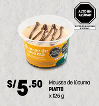 Plaza Vea Mousse de lúcuma PIATTO x 125g oferta