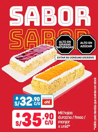 Plaza Vea Milhojas durazno/ fresa/ manjar x unid oferta