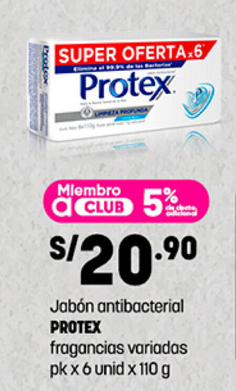 Plaza Vea Jabón antibacterial PROTEX fragancias variadas pk x 6 unid x 110g oferta