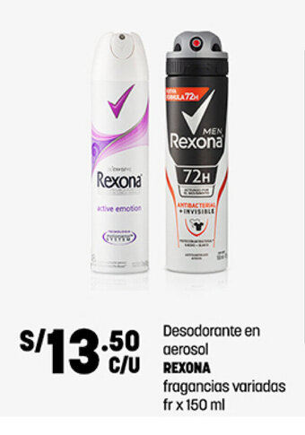 Plaza Vea Desodorante en aerosol REXONA fragancias variadas fr x 150ml oferta