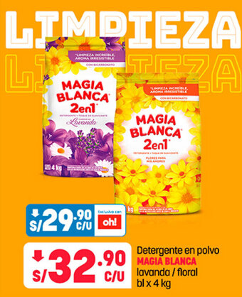 Plaza Vea Detergente en polvo MAGIA BLANCA lavanda / floral bl x 4kg oferta