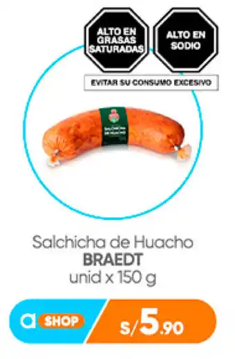 Plaza Vea Salchicha de Huacho BRAEDT unid x 150g oferta