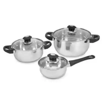 Tottus Juego de ollas acero inoxidable 6 piezas 14-18-24cm oferta