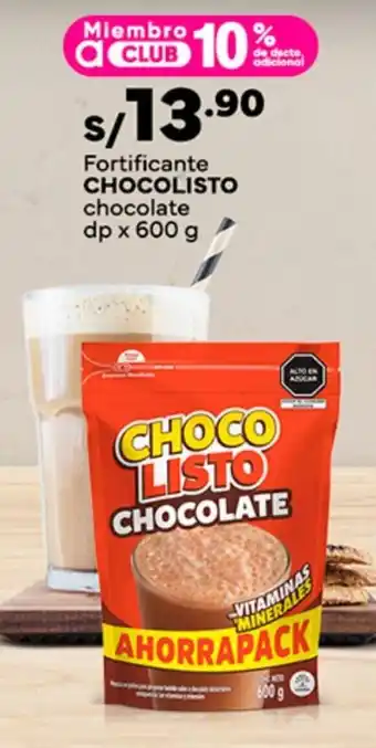 Plaza Vea Fortificante CHOCOLISTO chocolate dp x 600g oferta
