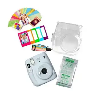 Hiraoka Cámara instax fujifilm mini11 blanco hielo + pack 10 + sticker + portasobre + estuche oferta